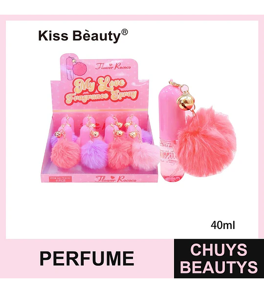 Perfume Spray My Love con Pom-Pom Kiss Bèauty Flower Rococo 40ml