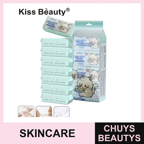 Toallitas Húmedas Mini Suaves Kiss Bèauty con PH Ligeramente Ácido y Extracto de Plantas - Chuys Beautys | Chuys Beautys