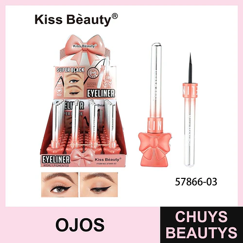 Delineador de Ojos Líquido Super Negro Larga Duración Kiss Beauty - Chuys Beautys | Chuys Beautys