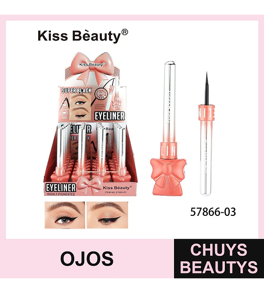 Delineador de Ojos Líquido Super Negro Larga Duración Kiss Beauty
