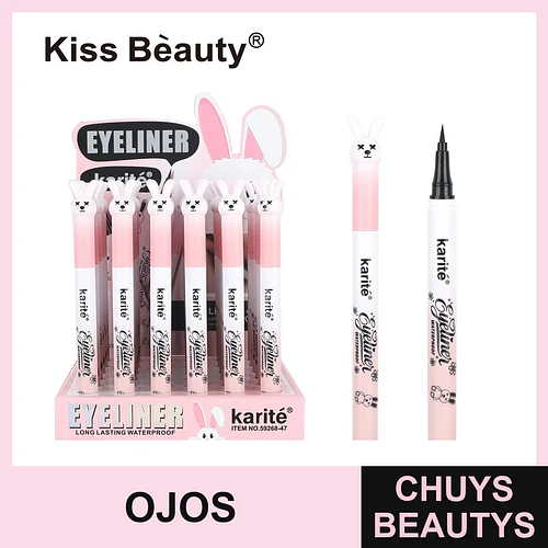 Eyeliner Líquido Waterproof Larga Duración Karité Kiss Beauty con Diseño de Conejo - Chuys Beautys | Chuys Beautys