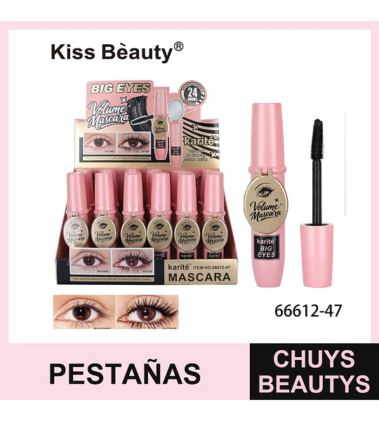 Mascara de Volumen Karité Big Eyes a prueba de agua 24 horas