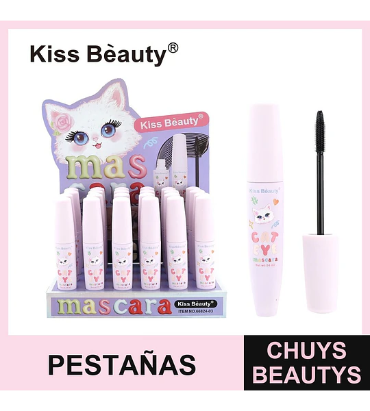 Máscara de Pestañas Cat Eye Kiss Beauty para Volumen y Alargamiento Intenso