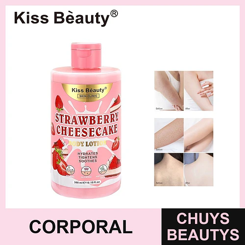 Loción corporal Kiss Beauty Strawberry Cheesecake hidratante y reafirmante - Chuys Beautys | Chuys Beautys