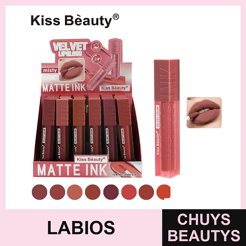 Labial Líquido Mate Aterciopelado Larga Duración Kiss Bèauty - Chuys Beautys | Chuys Beautys