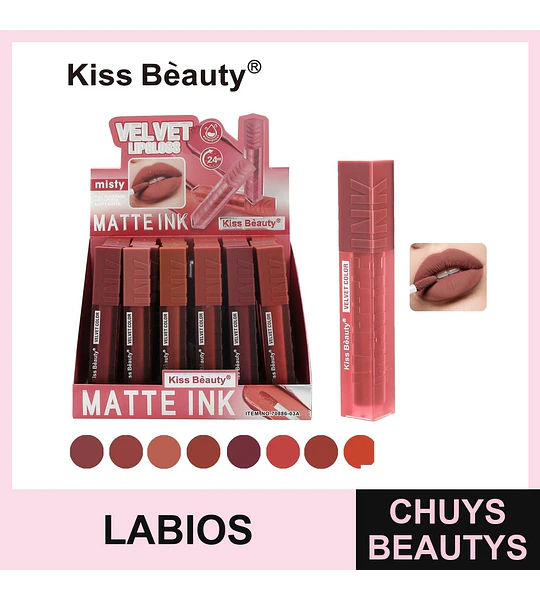 Labial Líquido Mate Aterciopelado Larga Duración Kiss Bèauty