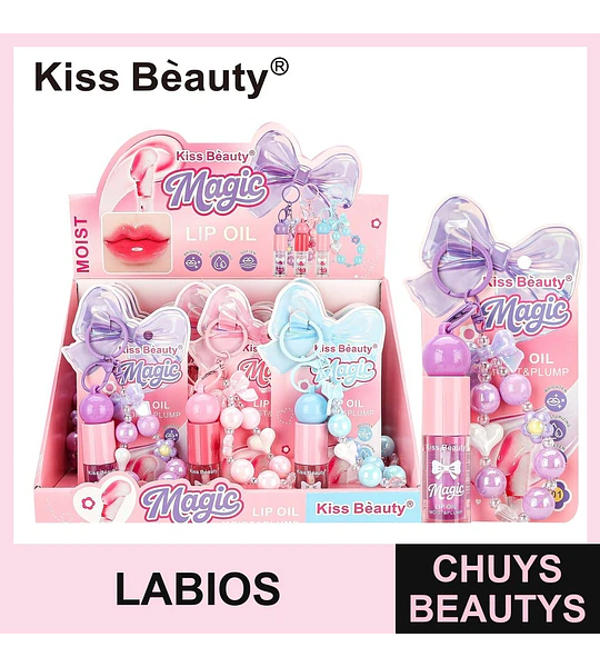 Aceite labial Magic Moist & Plump Kiss Beauty con llavero