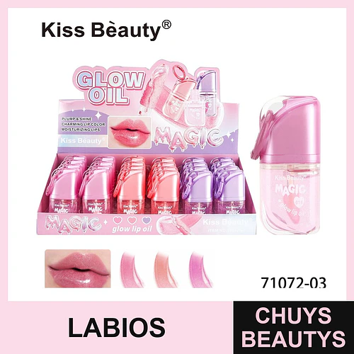 Aceite labial hidratante con brillo y efecto voluminizador Kiss Beauty Magic Glow - Chuys Beautys | Chuys Beautys