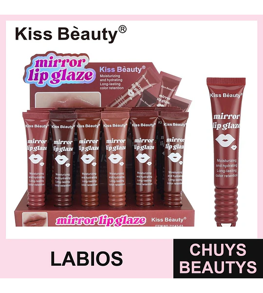Lip Glaze Efecto Espejo Hidratante Larga Duración Kiss Beauty