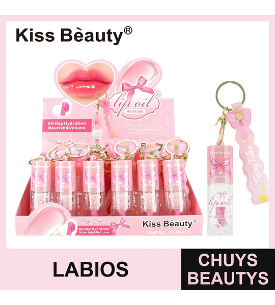 Aceite Labial Hidratante Kiss Bèauty 'Magic Color' con Llavero