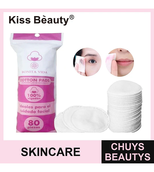 Discos de Algodón 100% Puro para Cuidado Facial Kiss Bèauty