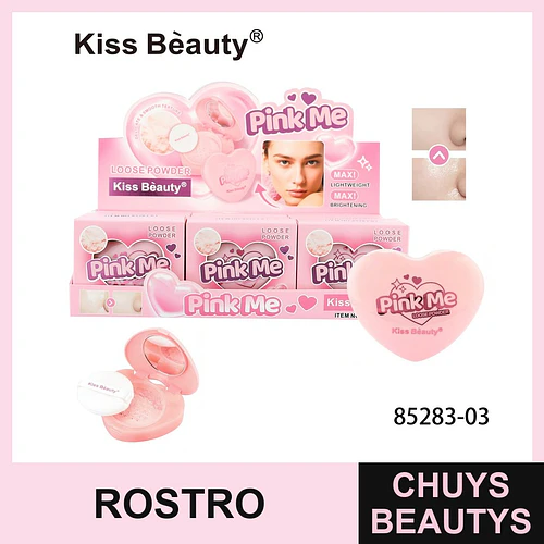 Polvo Suelto Compacto Iluminador Pink Me de Kiss Beauty - Chuys Beautys | Chuys Beautys