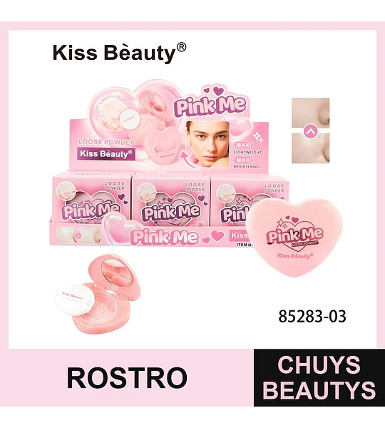 Polvo Suelto Compacto Iluminador Pink Me de Kiss Beauty