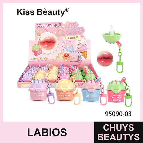 Bálsamo Labial Hidratante Kiss Beauty Ice Cream con Llavero - Chuys Beautys | Chuys Beautys