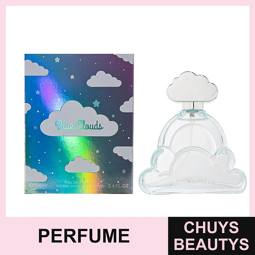 Eau de Parfum Blue Clouds con diseño de botella en forma de nube - Chuys Beautys | Chuys Beautys