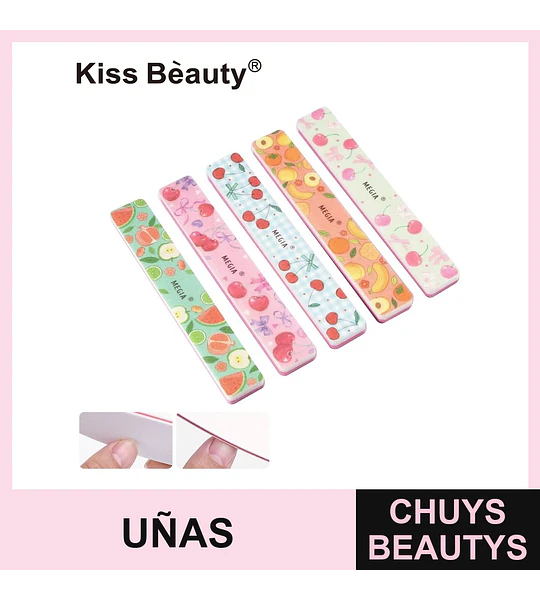 Set de Limas de Uñas Kiss Beauty con Diseños Variados de Frutas