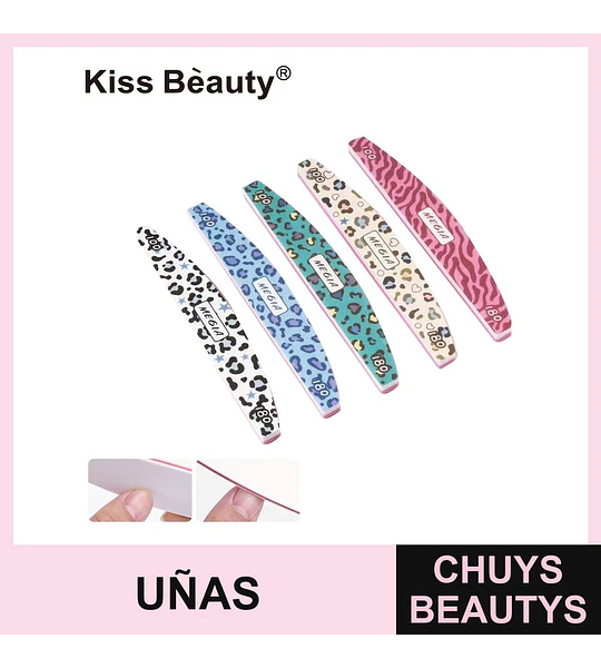 Set de limas de uñas curvas doble grano 100/180 Kiss Bèauty