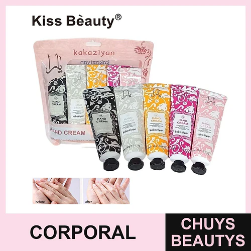 Set de 5 Cremas de Manos Hidratantes Kiss Beauty Kakaziyan 30g - Chuys Beautys | Chuys Beautys