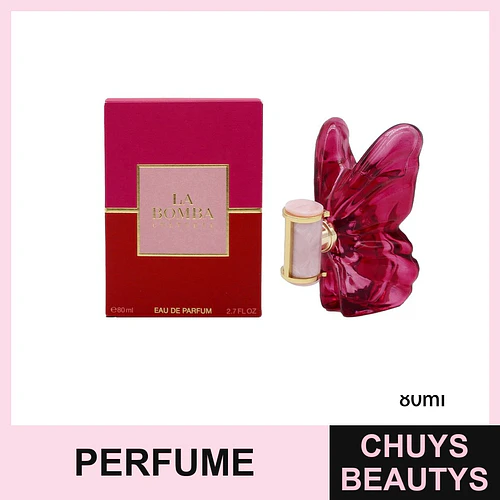 Perfume La Bomba Eau de Parfum para Mujer con Envase Mariposa Rosa 80ml - Chuys Beautys | Chuys Beautys