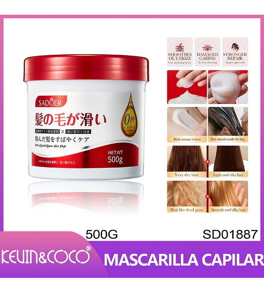 Mascarilla Capilar Nutritiva, Suavizante y Reparadora 500g