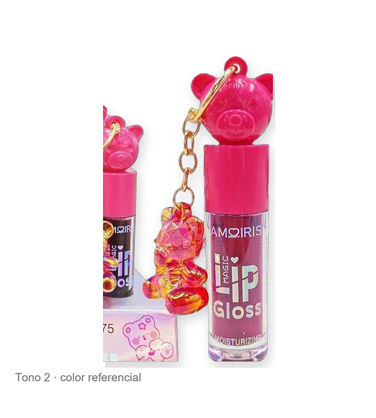 Lip Gloss Hidratante Mágico con Llavero Oso Kiss Beauty AMOIRIS