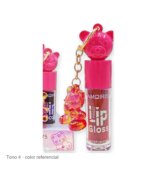 Lip Gloss Hidratante Mágico con Llavero Oso Kiss Beauty AMOIRIS