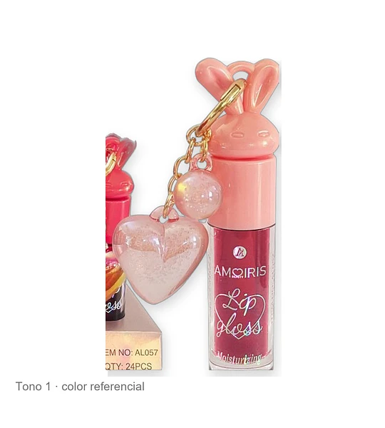 Brillo Labial Plump Hidratante Amoiris con Llavero Conejo Kiss Beauty
