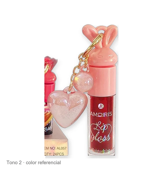 Brillo Labial Plump Hidratante Amoiris con Llavero Conejo Kiss Beauty