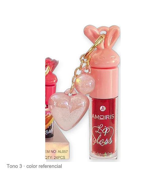 Brillo Labial Plump Hidratante Amoiris con Llavero Conejo Kiss Beauty