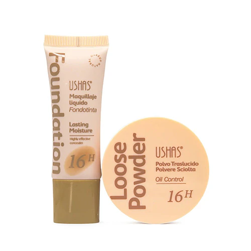 Base Líquida y Polvo Traslúcido 16H USHAS - USHAS | Chuys Beautys