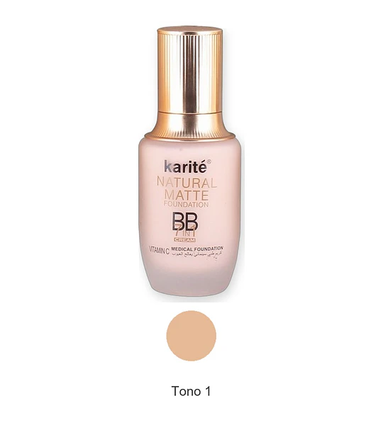 Base de Maquillaje Karité BB Cream 7 en 1 Natural Matte con Vitamina C y SPF50