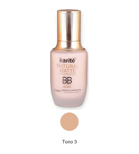 Base de Maquillaje Karité BB Cream 7 en 1 Natural Matte con Vitamina C y SPF50
