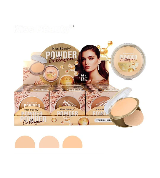 Polvo Compacto con Colágeno y SPF 15 PA+++ Kiss Bèauty