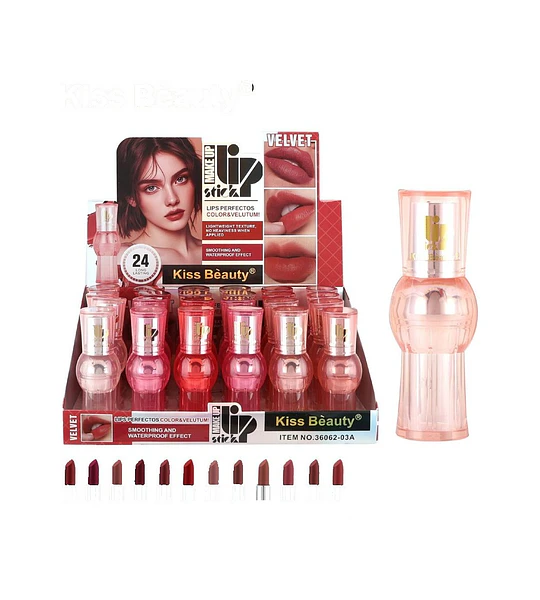 Labial Líquido Velvet Larga Duración Kiss Beauty Tonos Variados
