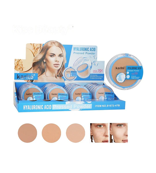 Polvo Compacto con Ácido Hialurónico Karité Kiss Beauty Larga Duración