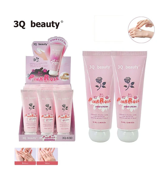Crema de Manos Hidratante y Blanqueadora Rosa Pink Rose 3Q beauty