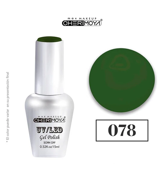 Esmalte Gel UV/LED Cherimoya 078 Verde Oscuro 15ml