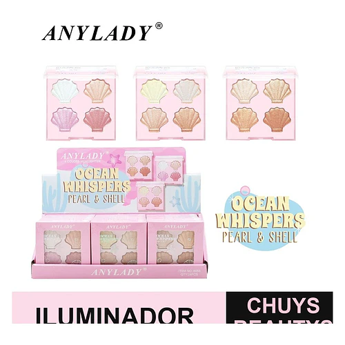 Paleta de Iluminadores 4 Colores Efecto Perla ANYLADY Ocean Whispers - Chuys Beautys | Chuys Beautys