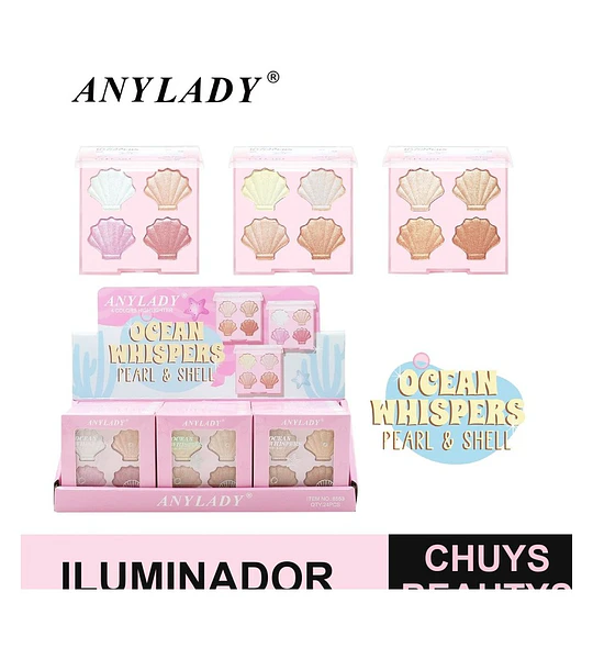 Paleta de Iluminadores 4 Colores Efecto Perla ANYLADY Ocean Whispers