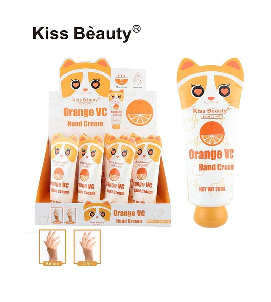 Crema de Manos Hidratante Kiss Beauty con Vitamina C de Naranja