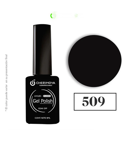 Esmalte Gel Polish UV/LED Negro Clásico 509 Cherimoya 8ml