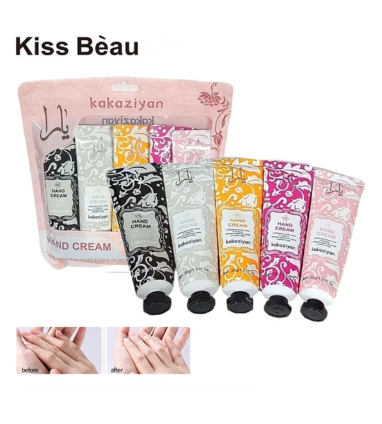 5 Cremas de Manos Hidratantes Kiss Beauty Kakaziyan 30g