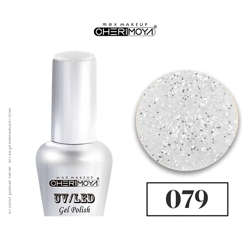 Esmalte Gel UV/LED Cherimoya 079 con Glitter Blanco - Chuys Beautys | Chuys Beautys