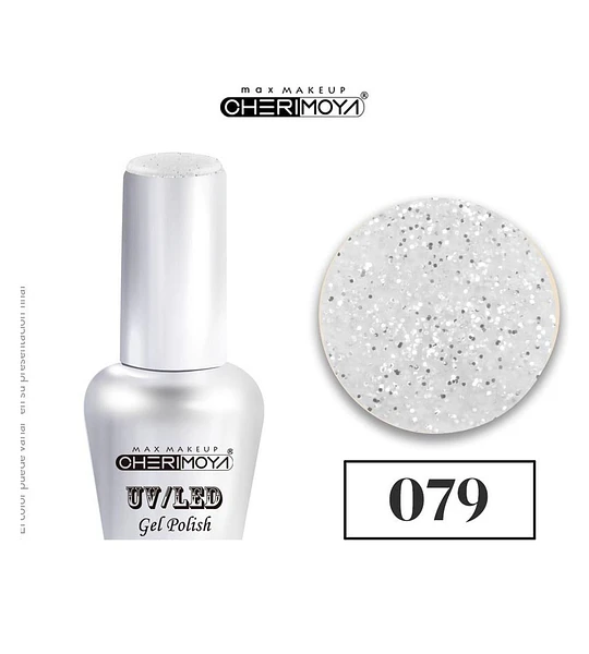 Esmalte Gel UV/LED Cherimoya 079 con Glitter Blanco