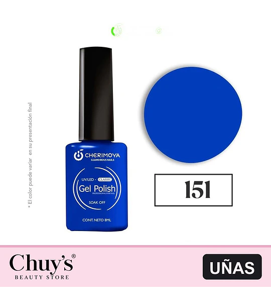 Esmalte Gel Polish Classic UV/LED Azul Eléctrico 151 Cherimoya 8ml