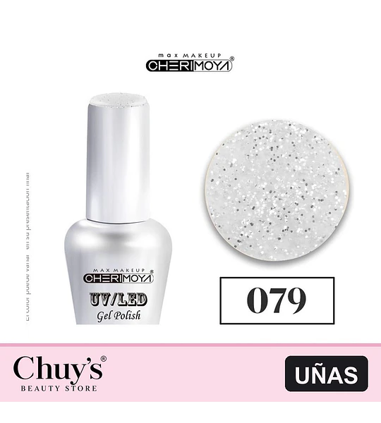 Esmalte Gel UV/LED Cherimoya 079 con Glitter Blanco