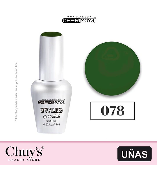 Esmalte Gel UV/LED Cherimoya 078 Verde Oscuro 15ml
