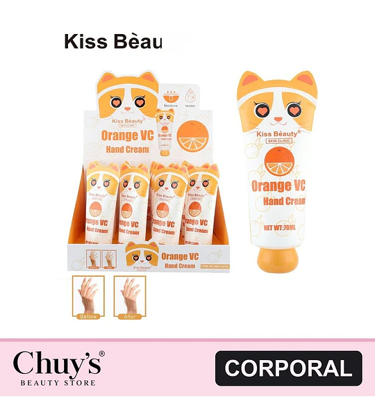 Crema de Manos Hidratante Kiss Beauty con Vitamina C de Naranja