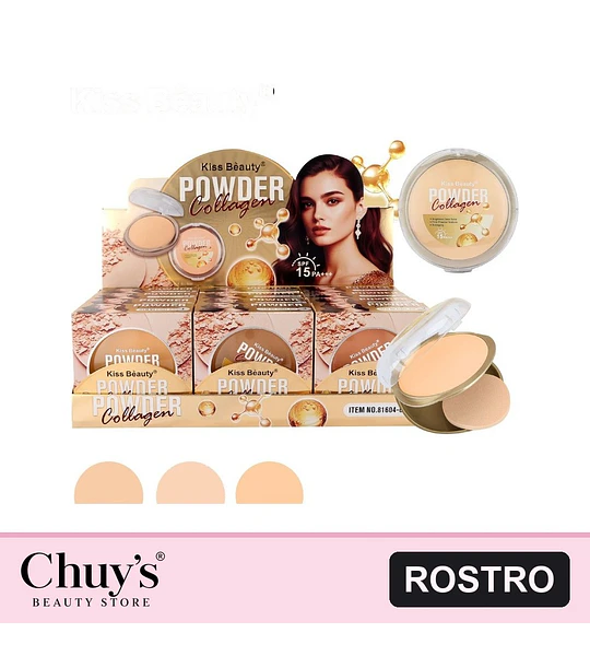 Polvo Compacto con Colágeno y SPF 15 PA+++ Kiss Bèauty