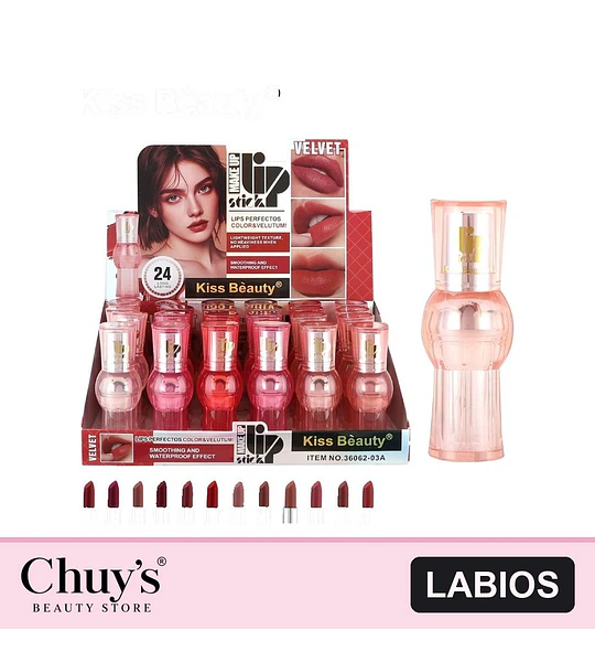 Labial Líquido Velvet Larga Duración Kiss Beauty Tonos Variados